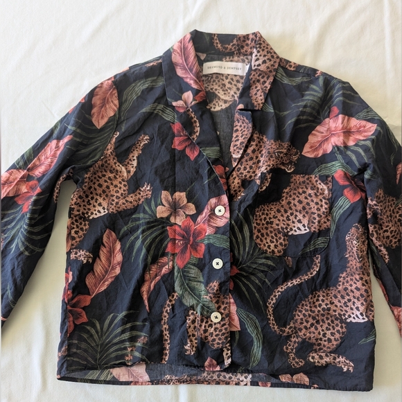 Desmond & Dempsey Soleia Leopard Multi Shirt In Navy - Picture 5 of 14